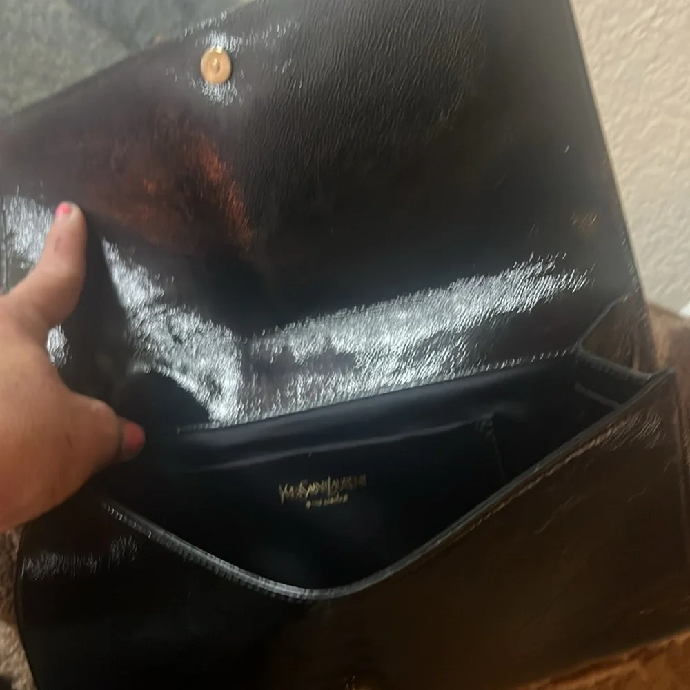 YSL Patient Leather Black Clutch Bag - Picture 6 of 11